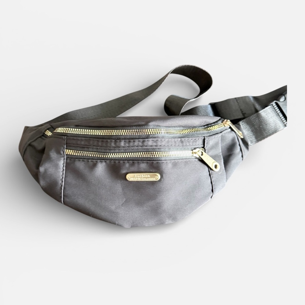Black Belt Bag with Gold Accents